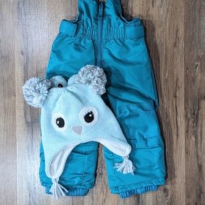 EUC Cat & Jack Snowsuit 12M and NWT Hat & Mittens